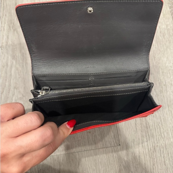 Celine Leather Vintage Bifold Long Wallet Women's - Red With Gray Interior EUC - Picture 3 of 10